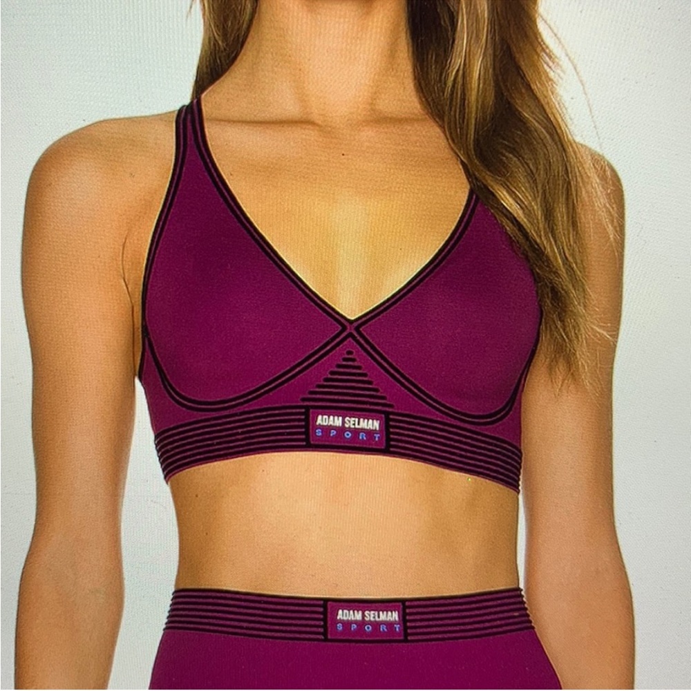 Adam Selman Sport Bonded V-neck Bra, Juice